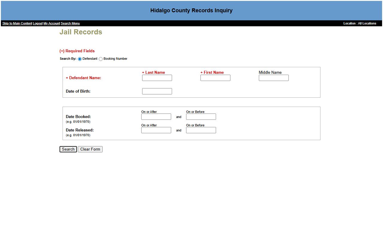 Hidalgo County jail inmate records roster search